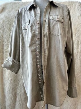 GUESS Vintage Light Olive Utility Button-Up Shirt